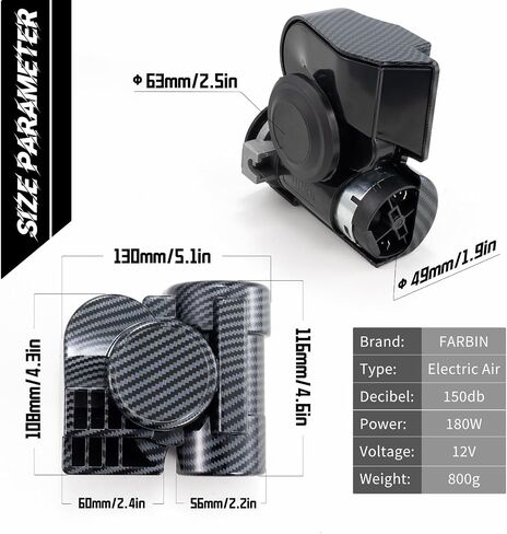 فاربين الهواء القرن للسيارات شاحنات دراجة نارية مع غطاء القرن الفضة 12V 150dB قطار صوت السيارة القرن هورنز بصوت عال للغاية لاستلام قارب الشاحنات النارية (12 فولت ، سيلفر) in Saudi Arabia