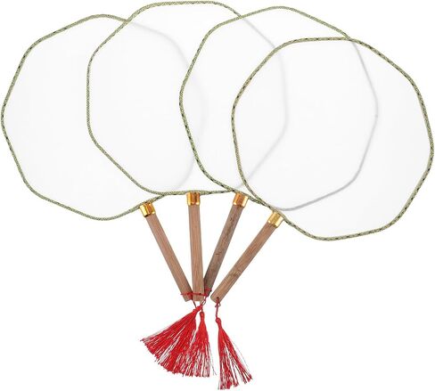 BESPORTBLE 4pcs Blank Round Fan: White Blank Handheld Round Fan for DIY Painting - Chinese Handmade Craft Paddle with Long Handle for School Art Projects and Wedding Favors in Saudi Arabia