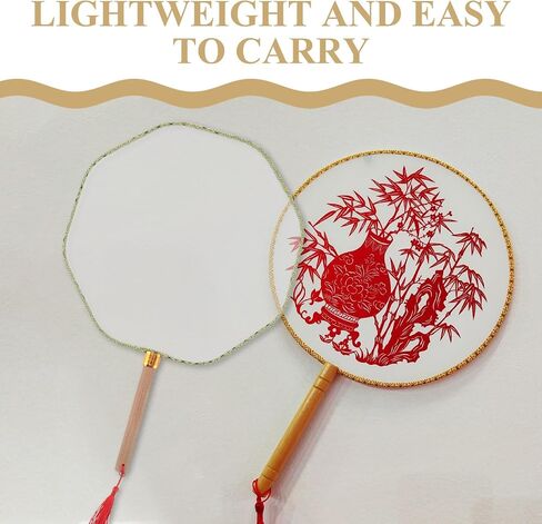 BESPORTBLE 4pcs Blank Round Fan: White Blank Handheld Round Fan for DIY Painting - Chinese Handmade Craft Paddle with Long Handle for School Art Projects and Wedding Favors in Saudi Arabia