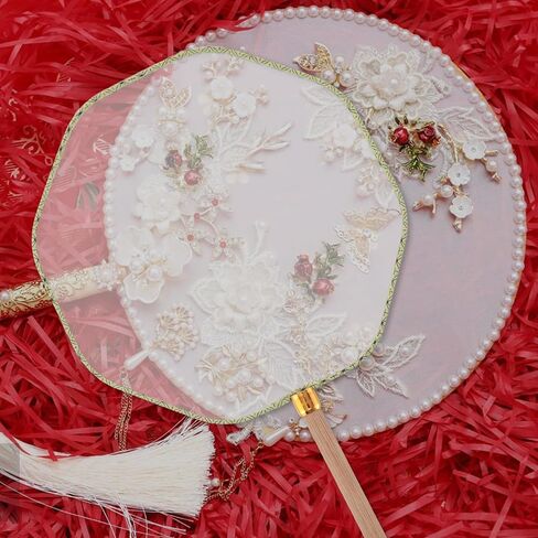 BESPORTBLE 4pcs Blank Round Fan: White Blank Handheld Round Fan for DIY Painting - Chinese Handmade Craft Paddle with Long Handle for School Art Projects and Wedding Favors in Saudi Arabia