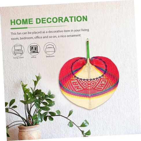 HOMSFOU 2pcs Cattail Fan Rattan Wall Decor Wooden Hand Fan Palm Woven Basket Wall Decor Natural Rattan Decor Hand Held s Woven Woman Weaving in Saudi Arabia