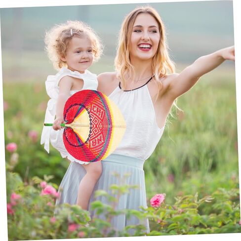 HOMSFOU 2pcs Cattail Fan Rattan Wall Decor Wooden Hand Fan Palm Woven Basket Wall Decor Natural Rattan Decor Hand Held s Woven Woman Weaving in Saudi Arabia