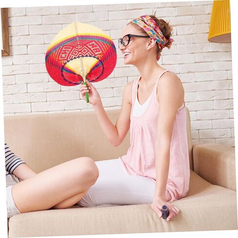 HOMSFOU 2pcs Cattail Fan Rattan Wall Decor Wooden Hand Fan Palm Woven Basket Wall Decor Natural Rattan Decor Hand Held s Woven Woman Weaving in Saudi Arabia