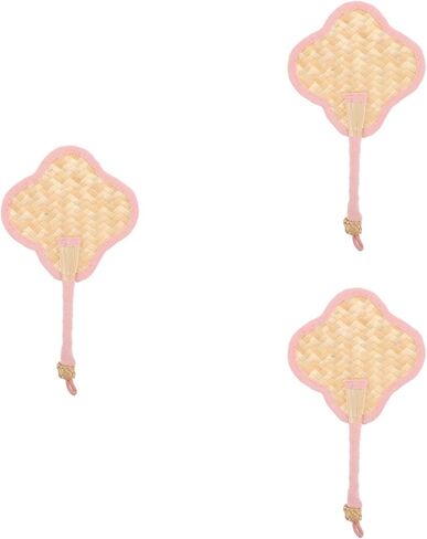 LUOZZY 3pcs Hand Woven Straw Fan Traditional Chinese Decorative Handheld Four-leaf Clover Shaped for Weddings Summer Cooling Home Décor in Saudi Arabia