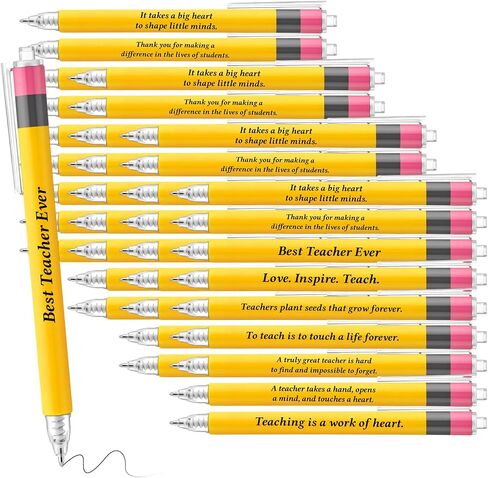 27 Pcs Back to School Teacher Appreciation Gifts Inspirational Teacher Pens Yellow Funny Teacher Ballpoint Pens for Teacher First Day of School Office Thank You Gifts in Kuwait