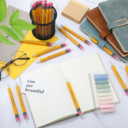 27 Pcs Back to School Teacher Appreciation Gifts Inspirational Teacher Pens Yellow Funny Teacher Ballpoint Pens for Teacher First Day of School Office Thank You Gifts in Kuwait