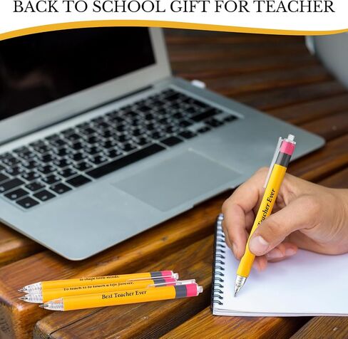 27 Pcs Back to School Teacher Appreciation Gifts Inspirational Teacher Pens Yellow Funny Teacher Ballpoint Pens for Teacher First Day of School Office Thank You Gifts in Kuwait
