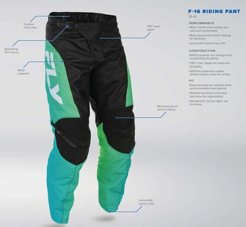 Fly Racing F-16 Riding Pants – Durable Protective Polyester Motocross Gear with Breathable Mesh Liner in Saudi Arabia