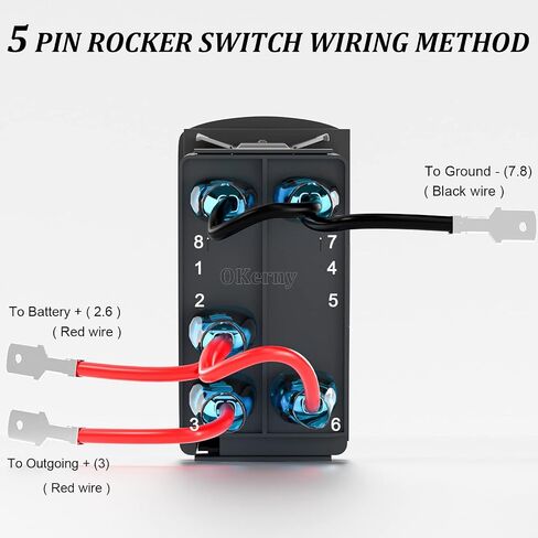 Rocker Switch Strobe Lights,Laser Etched Toggle Switch ON/Off SPST 5Pin 12V 24V Switch Jumper Wires for Cars Trucks Caravans Marine Boat ATV UTV RV in Kuwait