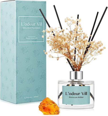 L'odeur Vill Reed Diffuser Set, 6.7 oz(200ml) Gardenia Scented Diffuser with 6 Oil Diffuser Sticks, Home Fragrance Essential Oil Reed Diffuser for Home Large Rooms Bathroom Shelf Decor in Kuwait