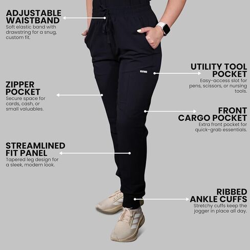 By Me Women’s Scrub Pants Stretch Jogger Cargo Pants with Multiple Pockets Comfortable Stylish Scrub Bottoms for Work in Saudi Arabia