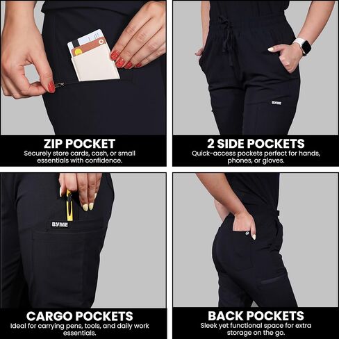 By Me Women’s Scrub Pants Stretch Jogger Cargo Pants with Multiple Pockets Comfortable Stylish Scrub Bottoms for Work in Saudi Arabia