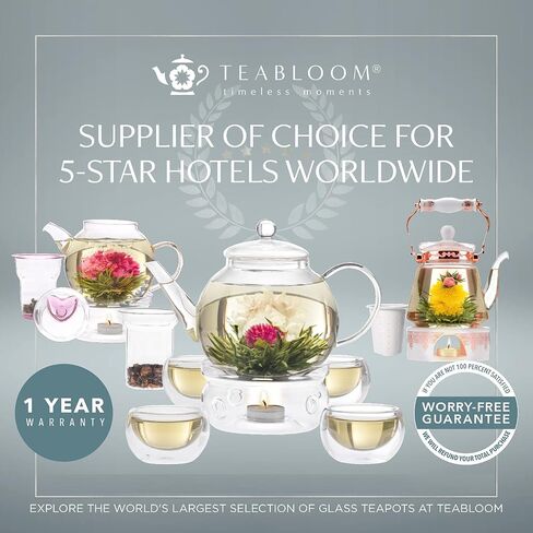 Teabloom One-Touch Tea Maker, 2-in-1 Teapot and Kettle with Stainless Steel Filter Lid for Loose Tea – Stain-free Borosilicate Glass Teapot (27 Oz) – Tea Connoisseur's Choice in Saudi Arabia