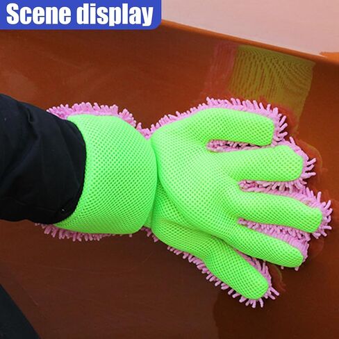 2pcs قفازات غسيل السيارات ، قفازات غبار الألياف الدقيقة من جانب تشنيل مع تصميم 5 أصابع ، مضاد للخلع للتفاصيل الخارجية للتفصيل القفاز لتنظيف العجلة الضيقة (رمادي) in Saudi Arabia