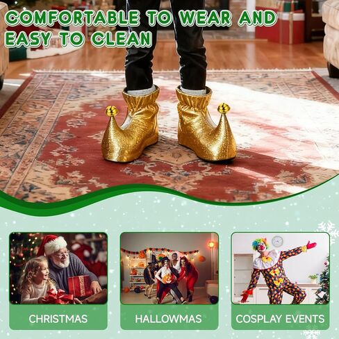 حذاء Elf Shoes Jester - أحذية أزياء كلاسيكية للبالغين لحفلات Halloween & Christmas Cosplay ، ومقاس واحد يناسب أحذية لعب الشخصية الاحتفالية in Kuwait