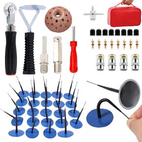 Tire Repair Patch Tool Kit, 24pcs Tire Patch Plugs,Tungsten Buffing Wheel, Inner Liner Scraper,Patch Roller and 4pcs 2.2Bar 32-to-35 PSI Car Tire Pressure Monitor for Cars, Motorcycles, Bicycles in Saudi Arabia