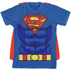 Superman Costume Boy's Blue Crew Neck Short Sleeve Cosplay T-Shirt مع رأس قابلة للفصل in Kuwait