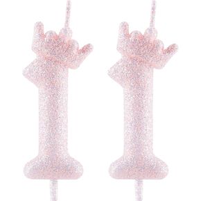 2nd Glitter White Crown Birthday Candles, Classic White Birthday Number Candle for Cake Topper Decorations Girls Wedding Anniversary Celebration Happy Party Supplies in Kuwait