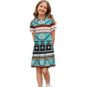 Girls Tennis Polo Dress Comfortable Quick Dry Golf Outfit Print Short Sleeve Athletic Dresses with Pleated Skirt in Saudi Arabia