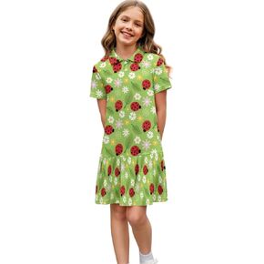 Girls Golf Dress Polo Neck Short Sleeve Tennis Dress Outfit Kids Workout Sports School Dresses with Pleated Skirt in Saudi Arabia