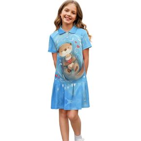 Girls Tennis Dresses Lightweight Golf Outfit Summer Fall Short Sleeve Polo Athletic Dress with Pleated Skirt in Saudi Arabia