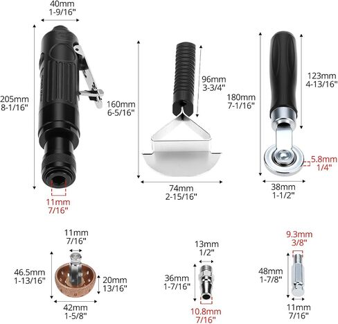 Qwork Pneumatic Tyre Buffer مجموعة كاملة ، وتشمل طاحونة إطارات الهواء ، وكاشطة الإطارات ونيشوقة الإطارات in Kuwait