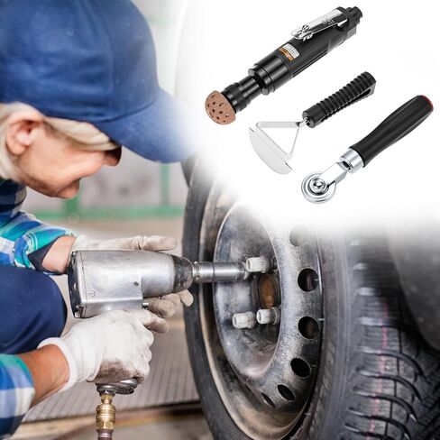 Qwork Pneumatic Tyre Buffer مجموعة كاملة ، وتشمل طاحونة إطارات الهواء ، وكاشطة الإطارات ونيشوقة الإطارات in Kuwait