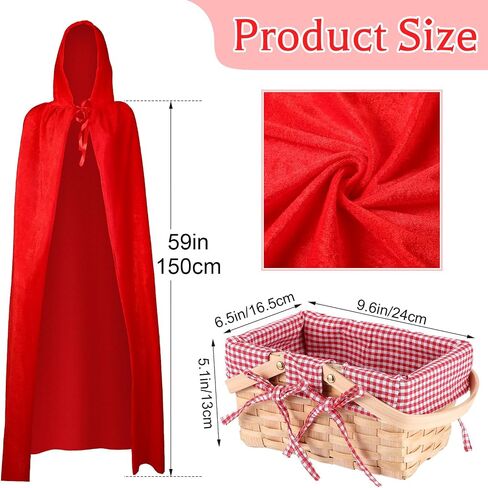 Hicarer Red Riding Cape مع سلة نزهة سلة القماش القماش القطني in Saudi Arabia
