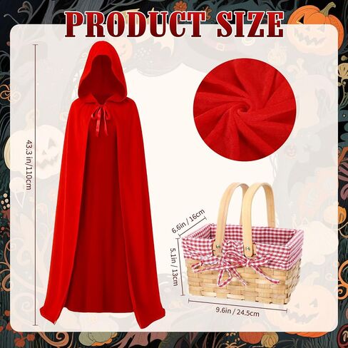 Hicarer Red Riding Cape مع سلة نزهة سلة القماش القماش القطني in Kuwait