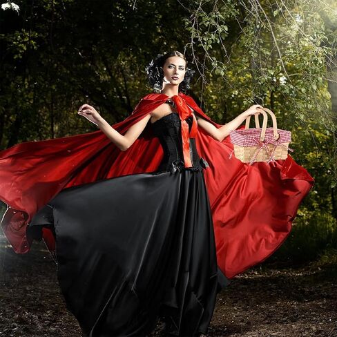 Hicarer Red Riding Cape مع سلة نزهة سلة القماش القماش القطني in Kuwait