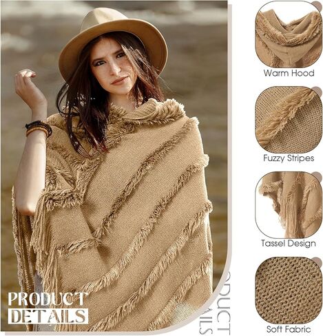 بونشوس للنساء سترة المعطف المغطى بالنساء ورأسه مع شال متبكى غامض في فصل الشتاء في فصل الربيع in Kuwait