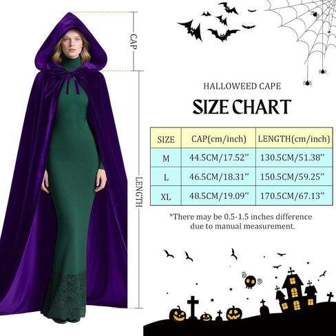 كيب مخملي مقنعين مع كبايز هود هالوين للنساء Witch Costume Vampire Cloak Wizard Robe Cosplay in Saudi Arabia