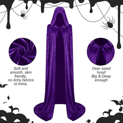كيب مخملي مقنعين مع كبايز هود هالوين للنساء Witch Costume Vampire Cloak Wizard Robe Cosplay in Saudi Arabia