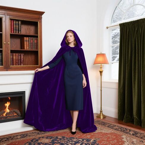 كيب مخملي مقنعين مع كبايز هود هالوين للنساء Witch Costume Vampire Cloak Wizard Robe Cosplay in Saudi Arabia