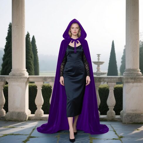 كيب مخملي مقنعين مع كبايز هود هالوين للنساء Witch Costume Vampire Cloak Wizard Robe Cosplay in Saudi Arabia