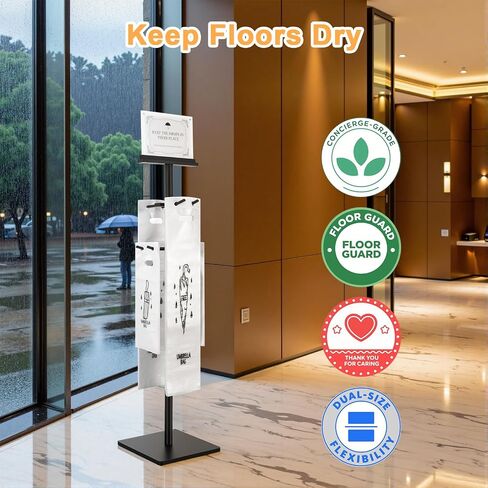 4-Side Hanging Wet Umbrella Bag Stand with Free 400 Umbrella Bags Disposable,Umbrella Holder for Entryway,Commercial Wet Umbrella Bag Wrapper Stand Indoor Entryway for Lobby Entrances in Saudi Arabia