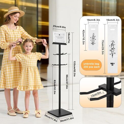4-Side Hanging Wet Umbrella Bag Stand with Free 400 Umbrella Bags Disposable,Umbrella Holder for Entryway,Commercial Wet Umbrella Bag Wrapper Stand Indoor Entryway for Lobby Entrances in Saudi Arabia
