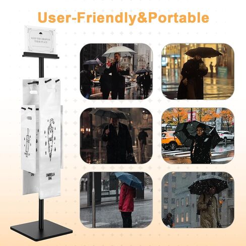 4-Side Hanging Wet Umbrella Bag Stand with Free 400 Umbrella Bags Disposable,Umbrella Holder for Entryway,Commercial Wet Umbrella Bag Wrapper Stand Indoor Entryway for Lobby Entrances in Saudi Arabia