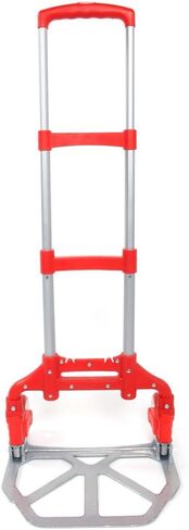 Portable Foldable Cart, 200 Pound Capacity Aluminum Portable Foldable cart with extendable Handle, Perfect for Shopping, Office, Travel, and Mobility （Red in Saudi Arabia