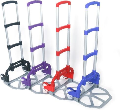 Portable Foldable Cart, 200 Pound Capacity Aluminum Portable Foldable cart with extendable Handle, Perfect for Shopping, Office, Travel, and Mobility （Red in Saudi Arabia