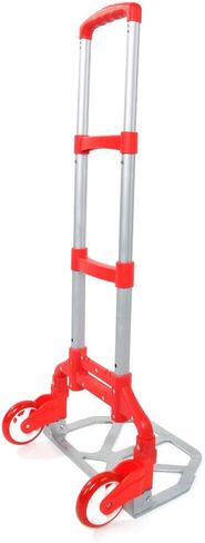 Portable Foldable Cart, 200 Pound Capacity Aluminum Portable Foldable cart with extendable Handle, Perfect for Shopping, Office, Travel, and Mobility （Red in Saudi Arabia