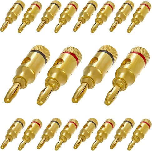 Cmple - Open Screw Type, Speaker Banana Plugs, 1 Pair, Male to Female Audio Connector for Amplifiers - Gold in Saudi Arabia