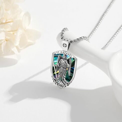 Jesus Heart Necklace for Men 925 Sterling Silver Yellow Gold Sacred Heart of Jesus Have Mercy on Us Medal Pendant Medallion Necklaces Protection Jewelry Gift for Women in Kuwait