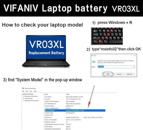 VR03XL VR03 45WH بطارية لجهاز HP Envy 13-D 13-D046TU 13-D025TU 13-D024TU 13-D051TU 13-D056TU سلسلة الكمبيوتر المحمول 816497-1C1 HSTNN-IB7E in Kuwait