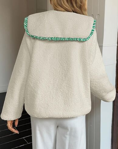Tankaneo Womens Fuzzy Fleece Jacket Peter Pan Twhic in Saudi Arabia