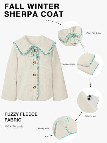 Tankaneo Womens Fuzzy Fleece Jacket Peter Pan Twhic in Saudi Arabia