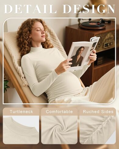 Riyiper 4 Pack قمصان الأمومة النسائية ، والأكمام الطويلة الحمل تتصدر الجانبين الحوامل المحملات ماما وهمية يتيح in Saudi Arabia
