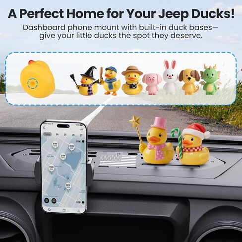تم ترقية Metal Phone Mount لـ Jeep Wrangler JL JLU 2018-2023 & Gladiator JT 2020 2021 2022 2023 ، حامل هاتف Dash مع مجموعة نظام البط (ليس لـ 4xe & 2024+) in Kuwait