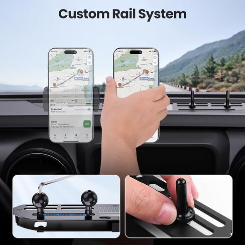 تم ترقية Metal Phone Mount لـ Jeep Wrangler JL JLU 2018-2023 & Gladiator JT 2020 2021 2022 2023 ، حامل هاتف Dash مع مجموعة نظام البط (ليس لـ 4xe & 2024+) in Kuwait