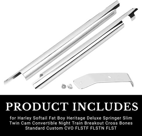 Front Frame Down Tube Covers for Harley Softail Fat Boy Heritage Deluxe Springer Slim Twin Cam Convertible Night Train Breakout Cross Bones Standard Custom CVO FLSTF FLSTN FLST (Chrome) in Saudi Arabia